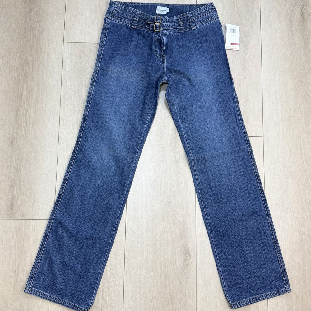 VTG/Y2K Calvin Klein Jeans Womens 2 Buckle Waist Bootcut Slub Denim NW ZDJC52579